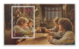 An LOTR Stamp - The hobbits at The Green Dragon wide
