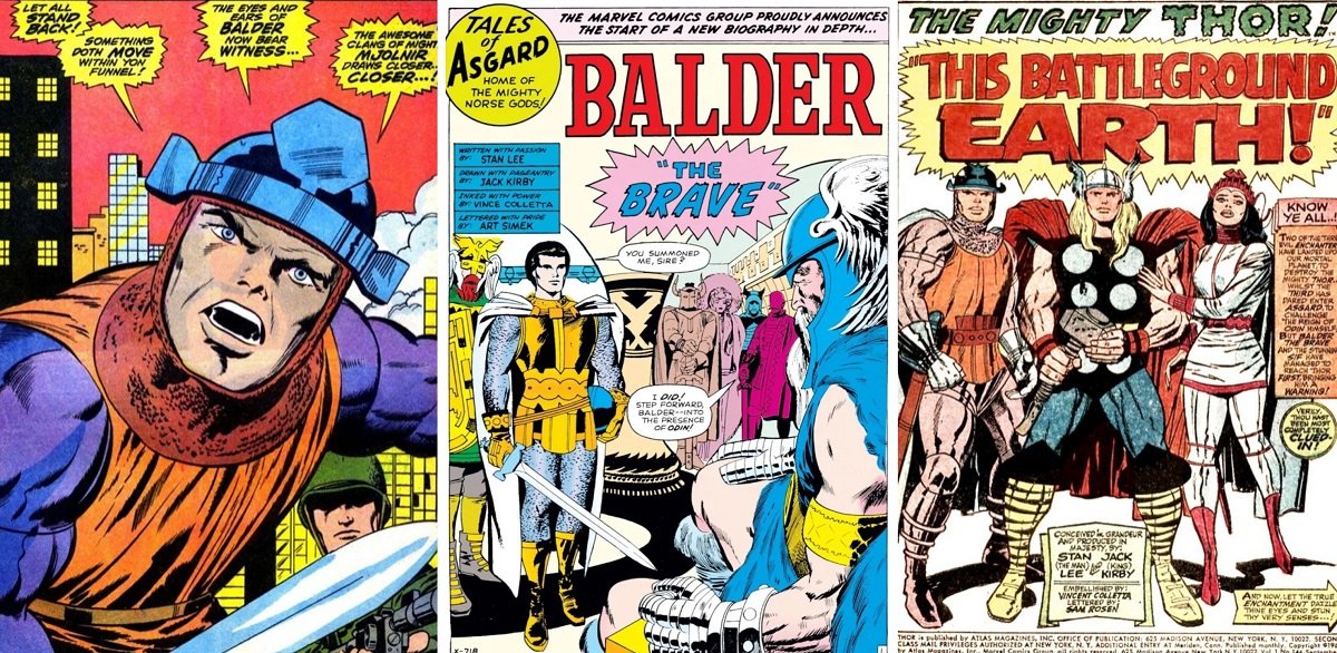 Balder the Brave in early Thor comics, drawn by Jack Kirby.