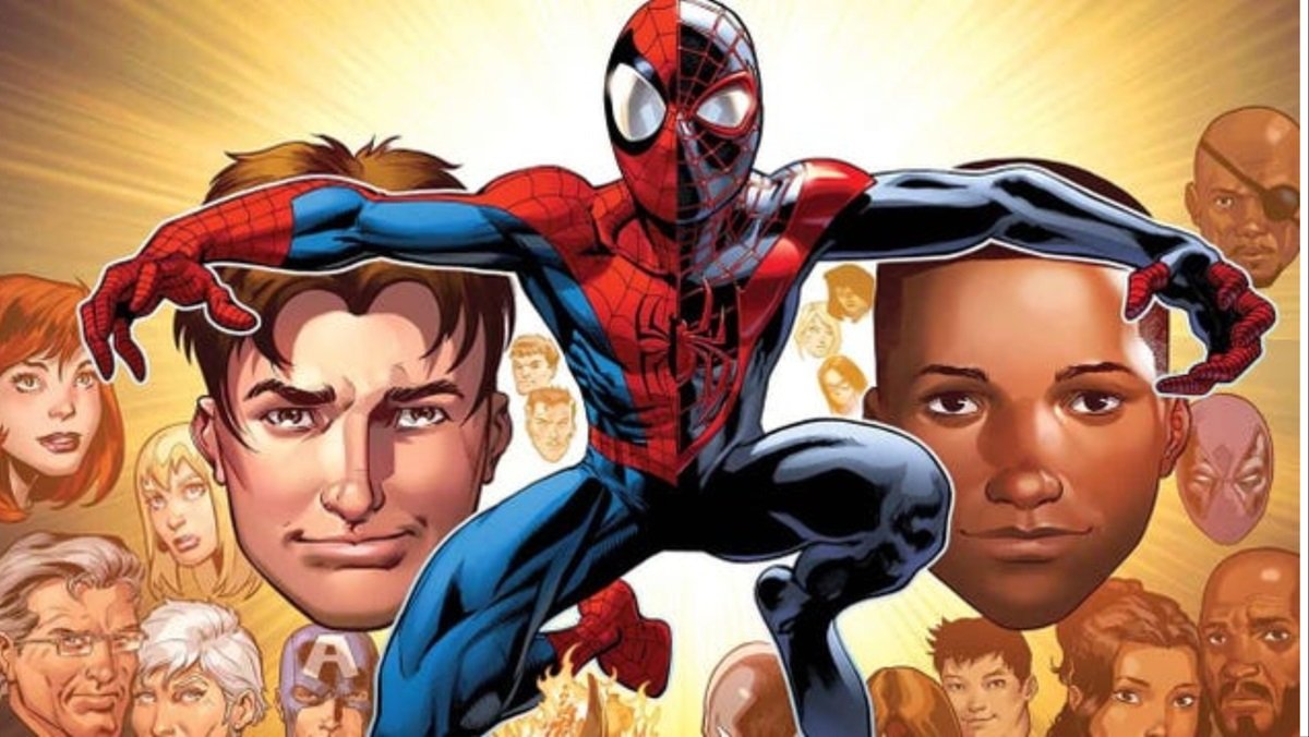 Mark Bagley's Ultimate Spider-Men, Peter Parker and Miles Morales. 