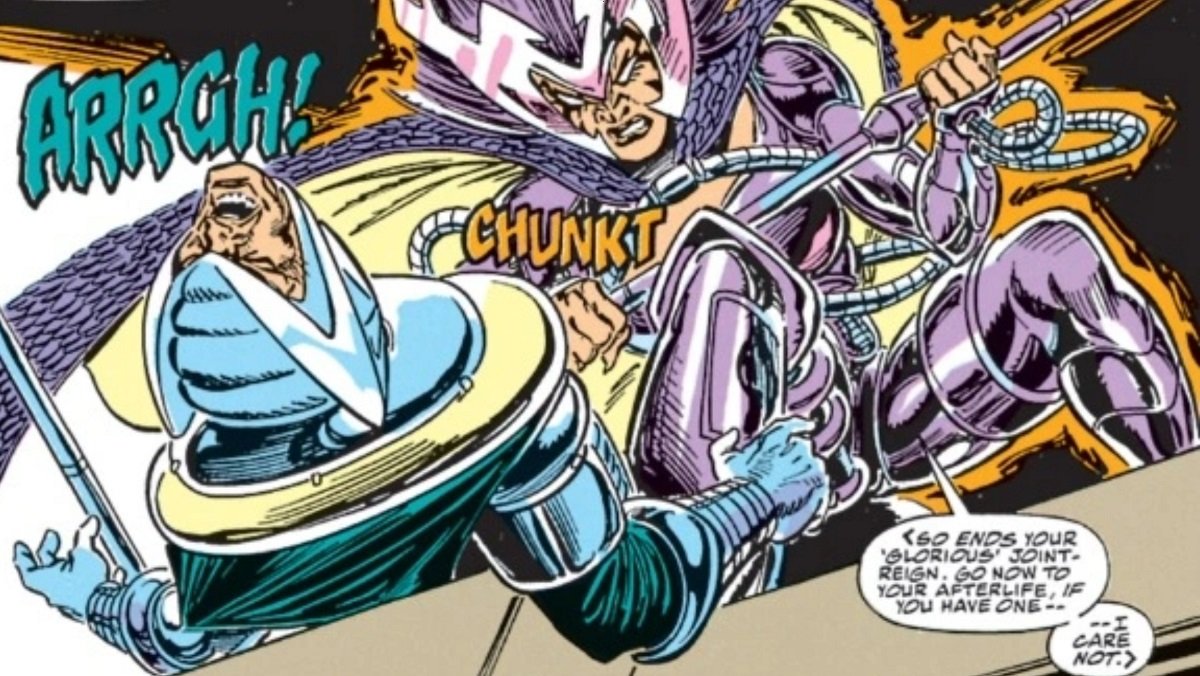 X-Men villain Deathbird kills Kree ruler Dar-Benn in Operation: Galactic Storm. 