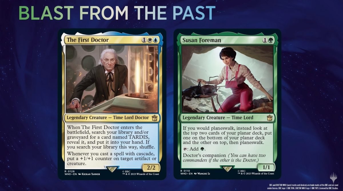 First Doctor and Susan Foreman cards from Magic: The Gathering Doctor Who.
