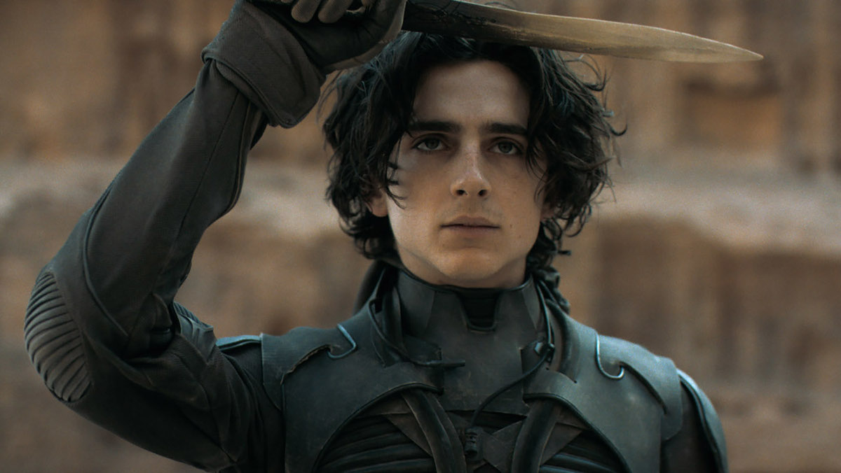 Timothee Chalamet saluting with a knife in Dune