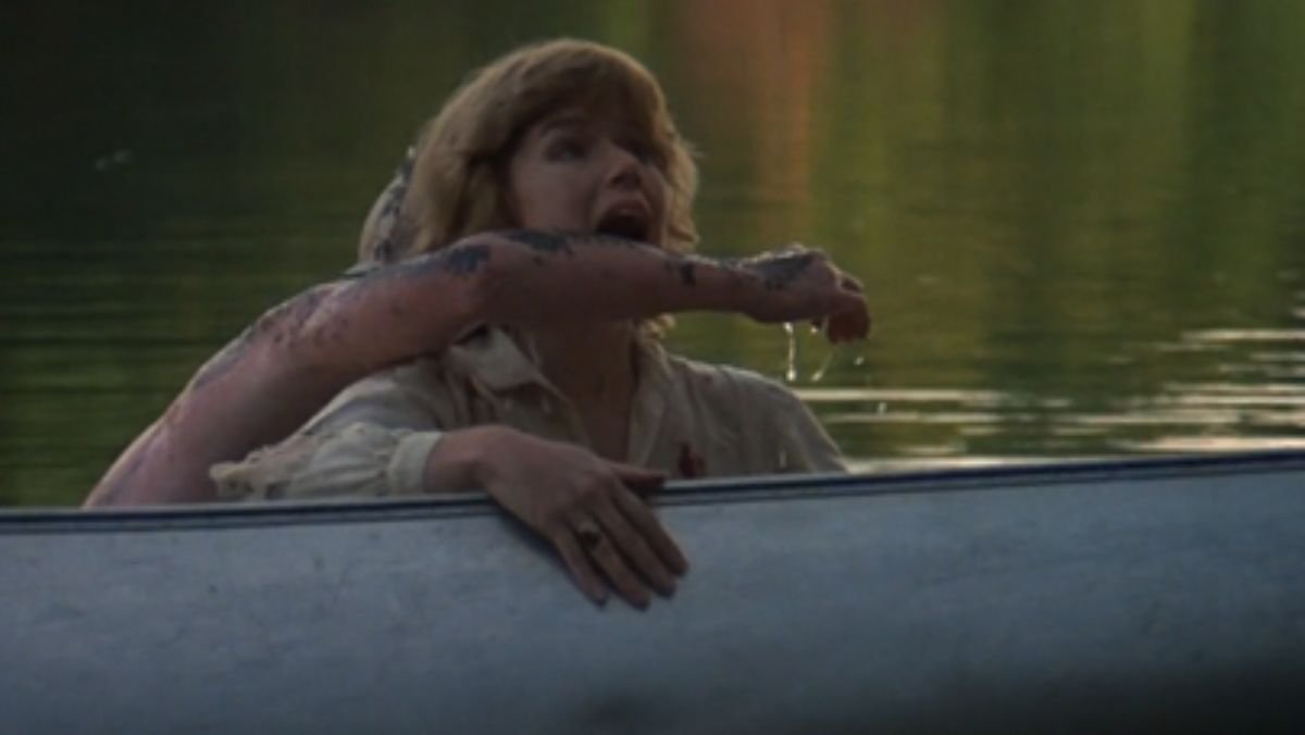 Alice is grabbed by boy in the water friday the 13th final scare trope
