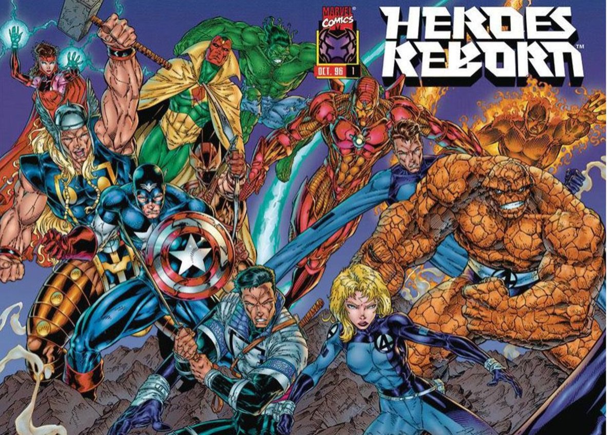 Marvel's main characters as they appeared in 1996's Heroes Reborn. 