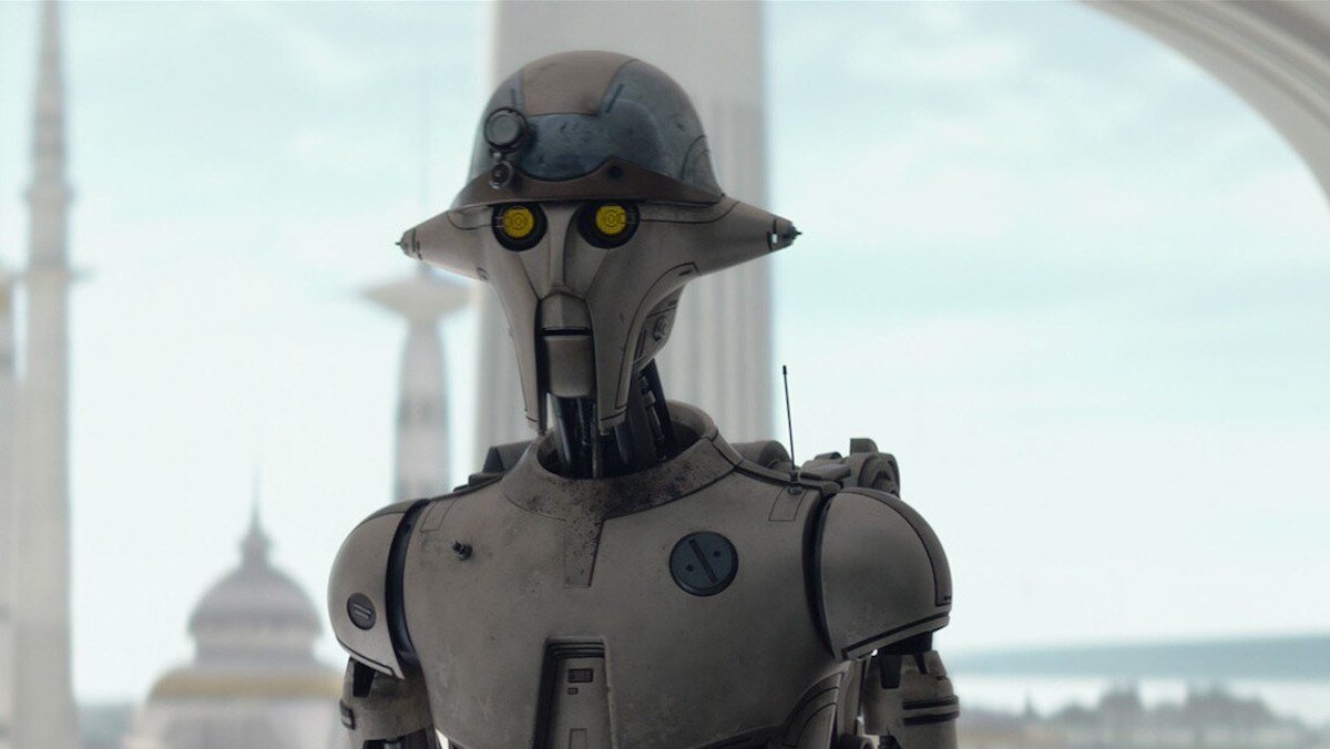 The light gray droid Huyang from Ahsoka