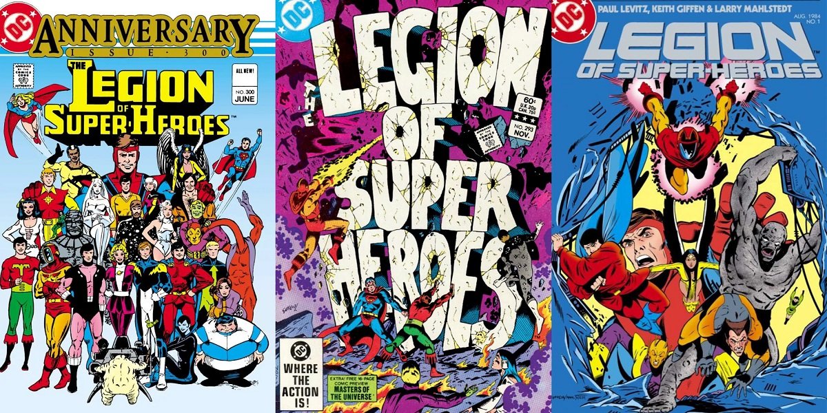 Covers for artist Keith Giffen's 1980s Legion of Super-Heroes. 
