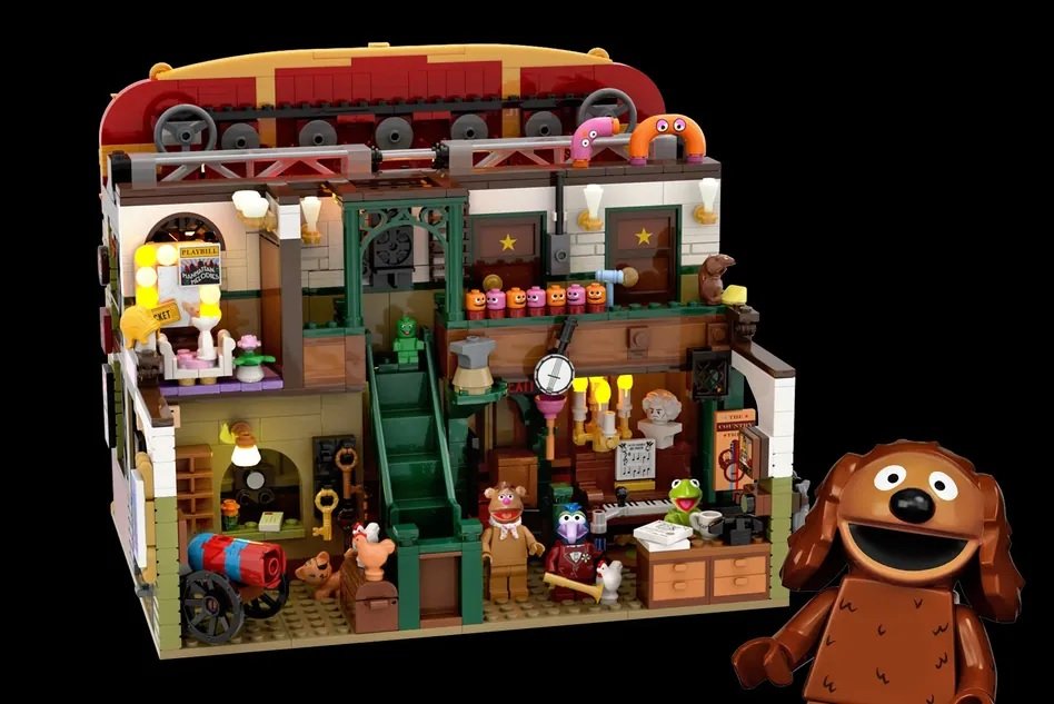 A LEGO Idea for The Muppet Show features the backstage area, consisting of several Muppets minifigs including Gonzo, Fozzie, Kermit, and Rowlf.
