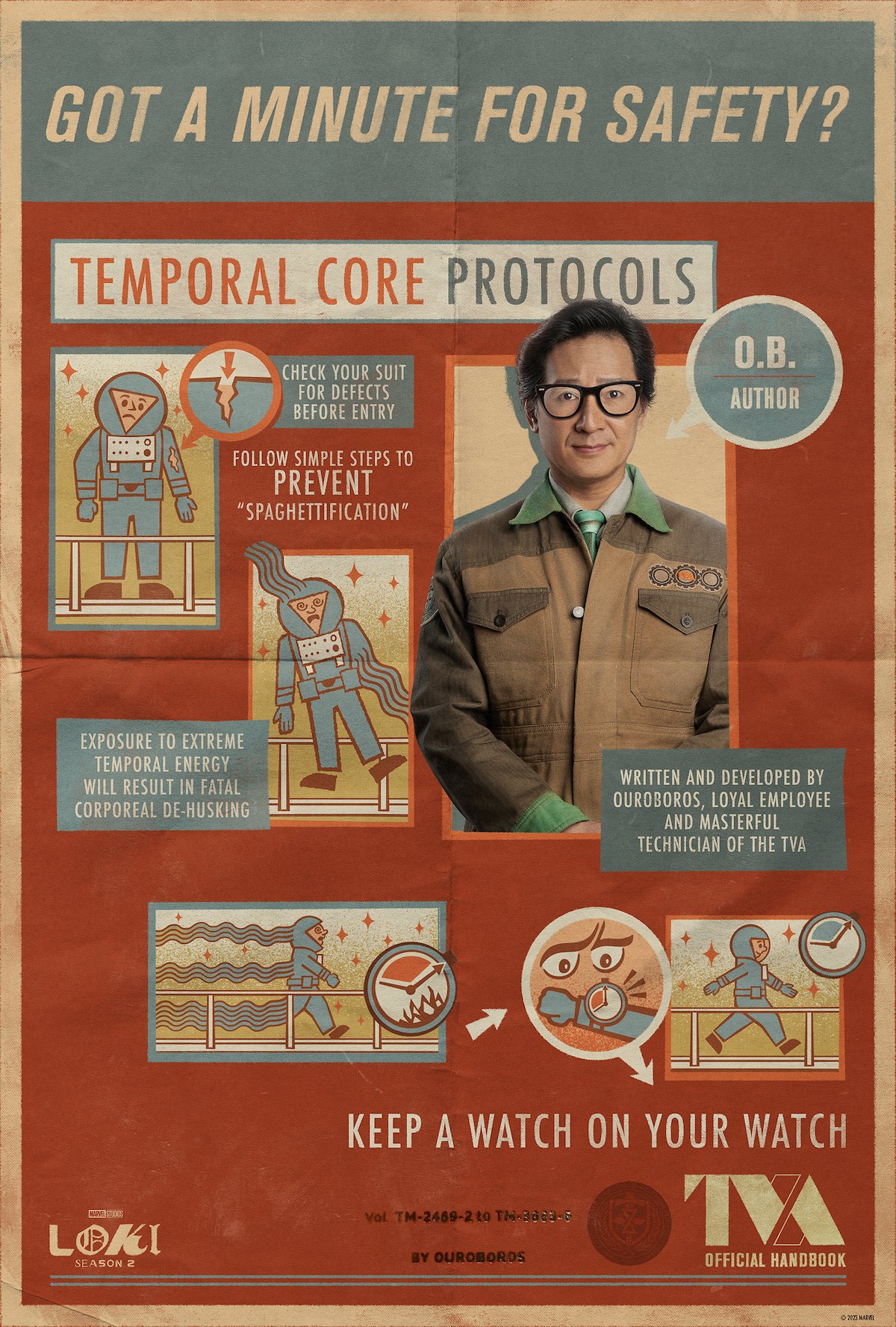 An art poster for OB explaining the dangers of temporal energy exposure for Loki season two