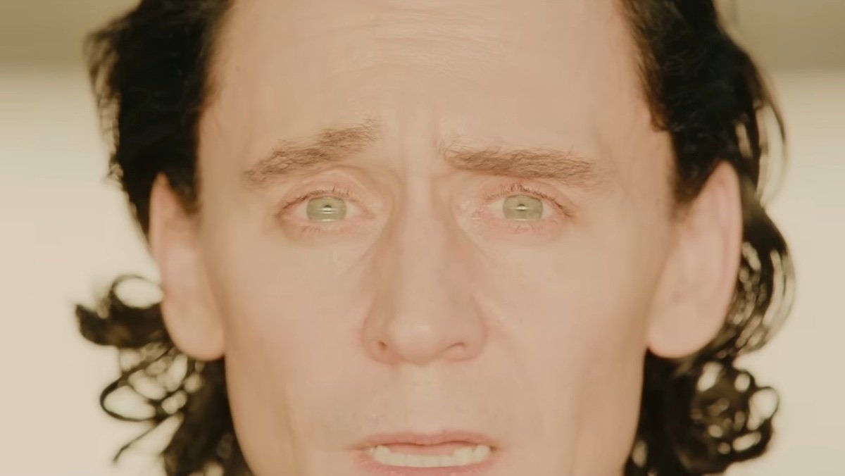 Tom Hiddleston's Loki looks scared up-close and bathed in white light