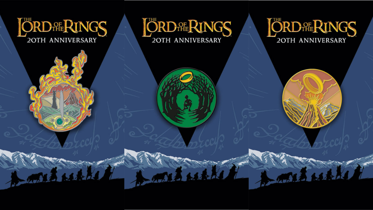 Lord of the Rings LOTR 20th Anniversary Enamel pins from NZ Post