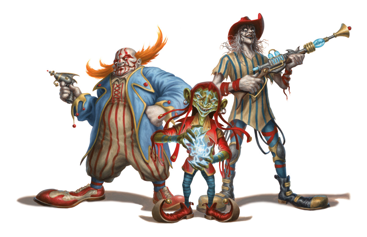 Clowns in space from the new Dungeons & Dragons book, Spelljammer: Adventures in Space