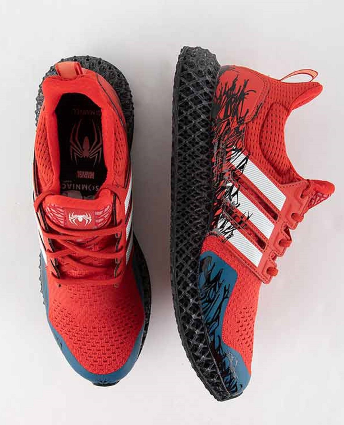 Adidas' new Marvel Spider-Man 2 shoes above view. 