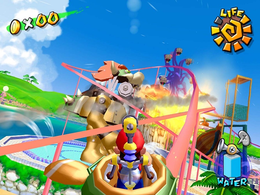 Super Mario Sunshine has a cute spiral sun health bar.