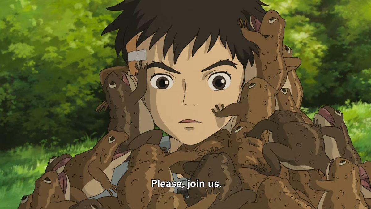 The Boy and the Heron Final Studio Ghibli Miyazaki movie trailer still - frogs
