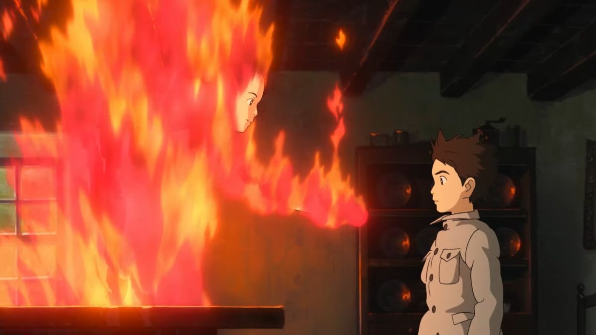 The Boy and the Heron Final Studio Ghibli Miyazaki movie trailer still - Mahito and fire creature
