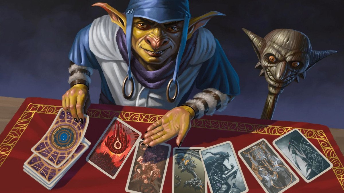 A goblin dealing cards from the Deck 