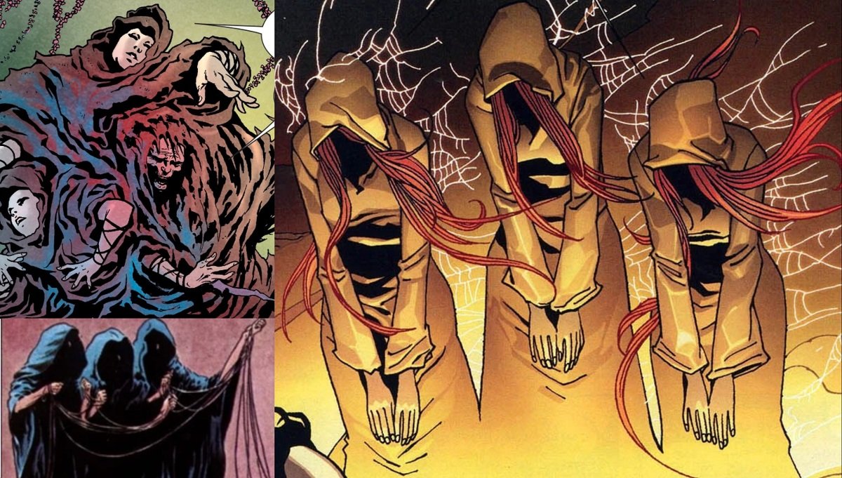 The Fates (or Norns) in the Marvel Universe, who weave the Loom of Fate.