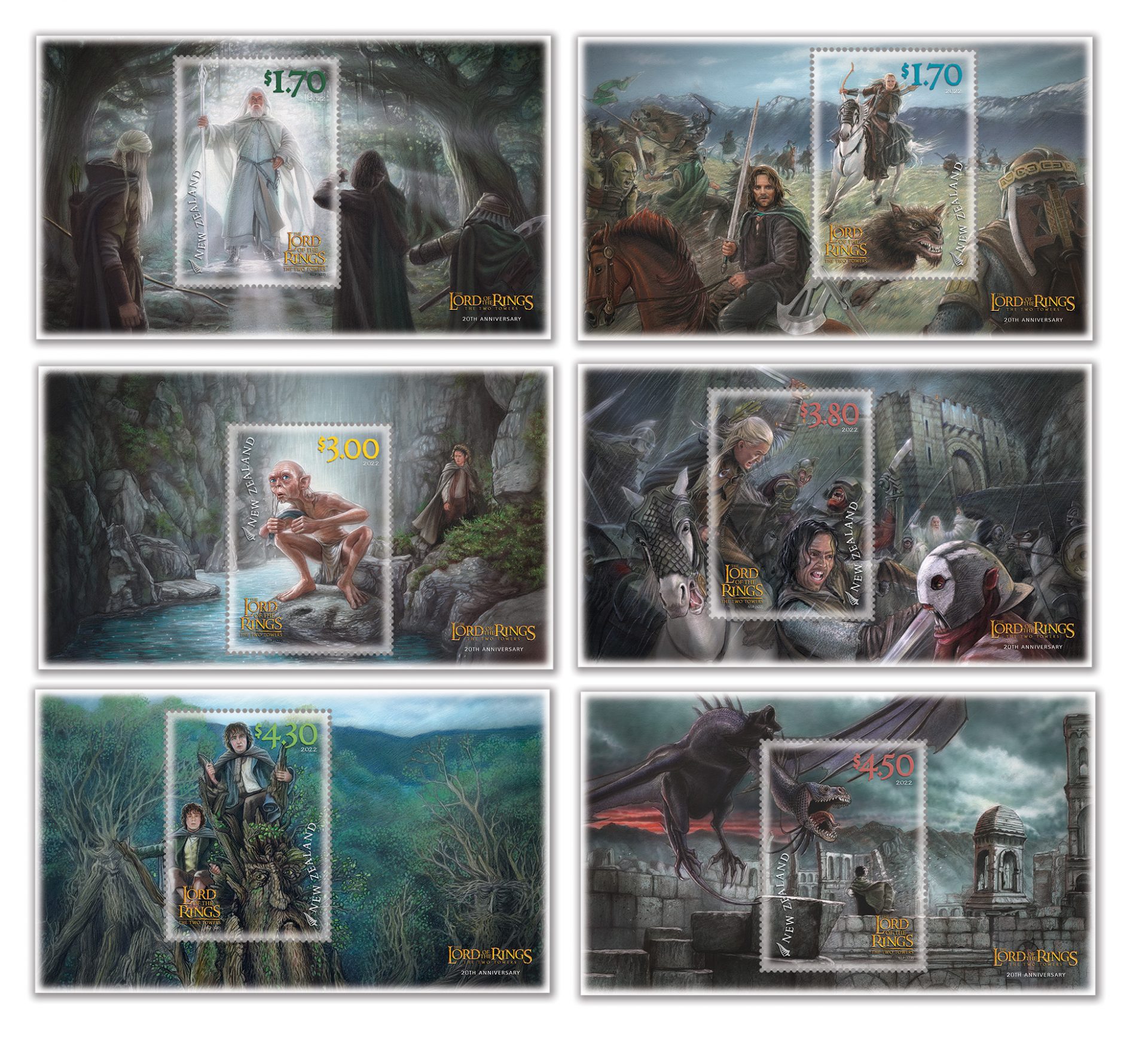 NZ Post Lord of the Rings LOTR Two Tower Stamps
