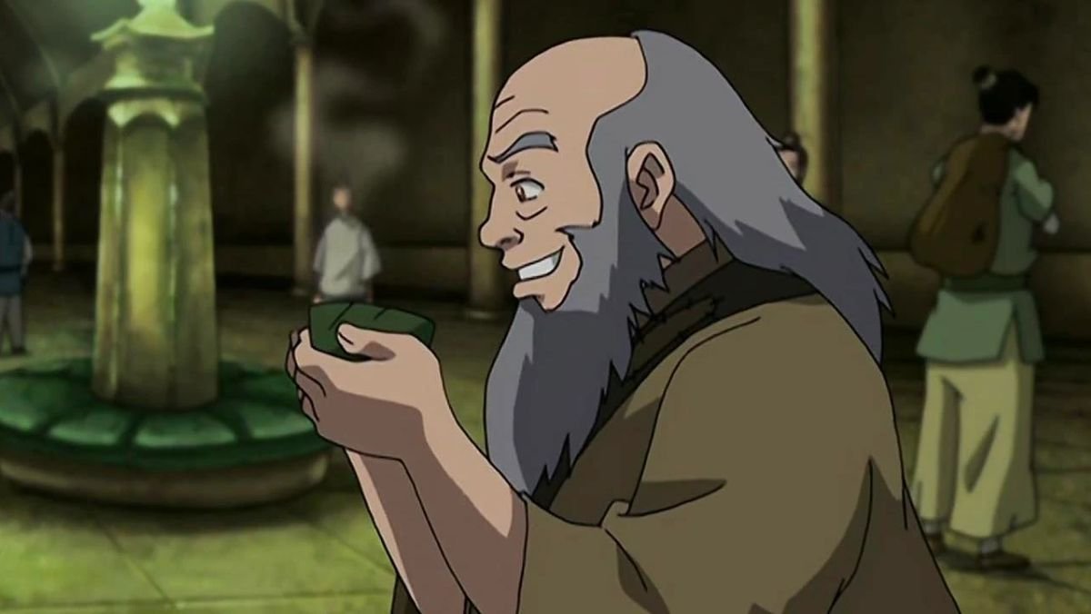 Uncle Iroh holding a cup of tea
