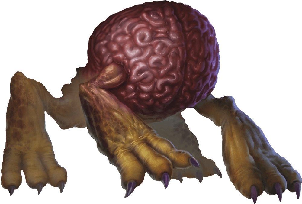 photo of a brainlike creature with feet called intellect devourer in dungeons & dragons honor among thieves