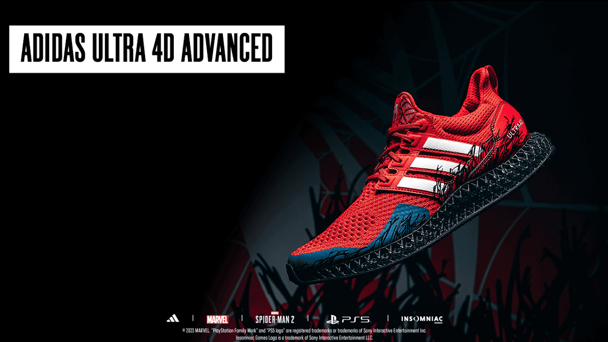 Key art for Adidas' new Marvel Spider-Man 2 shoes. 